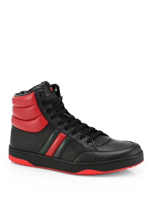 Gucci - Contrast Padded Leather High-Top Sneakers