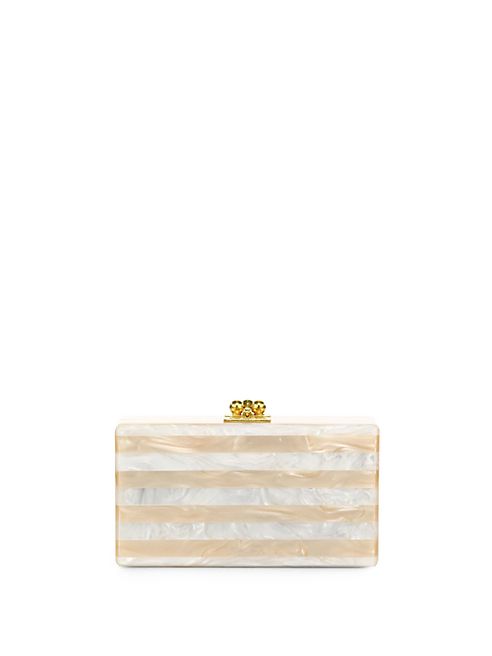 Edie Parker - Jean Glittered & Striped Acrylic Clutch