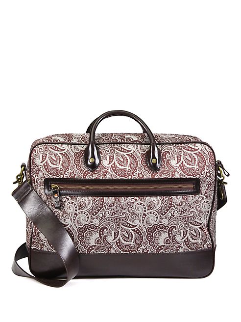 Robert Graham - Everett Leather-Trimmed Paisley Fabric Briefcase