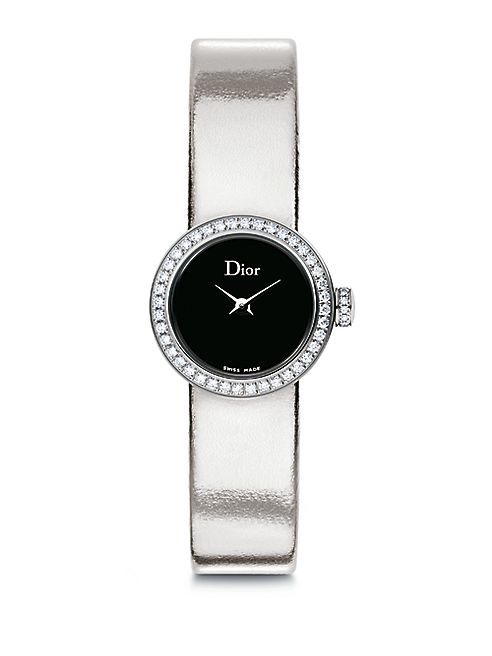 Dior - La Mini D de Dior Diamond, Stainless Steel & Metallic Leather Strap Watch