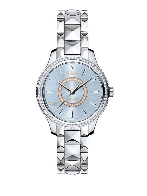 Dior - Dior VIII Montaigne Diamond, Mother-Of-Pearl & Two-Tone Stainless Steel Automatic Bracelet Watch