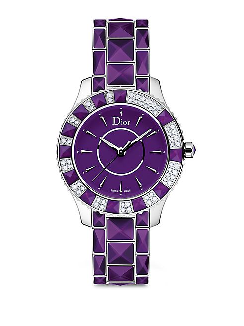 Dior - Dior Christal Diamond, Purple Sapphire Crystal & Stainless Steel Bracelet Watch