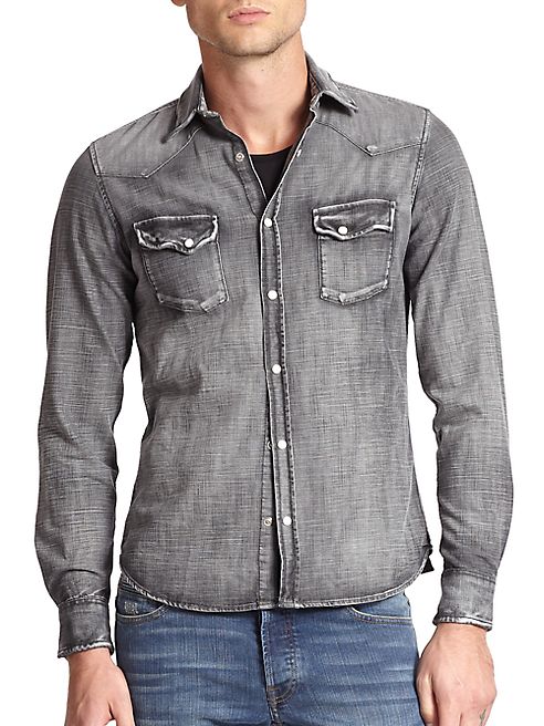 The Kooples - Dark Wash Denim Button-Down Shirt