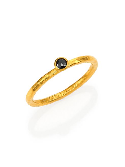 GURHAN - Delicacies Black Diamond & 24K Yellow Gold Stackable Ring