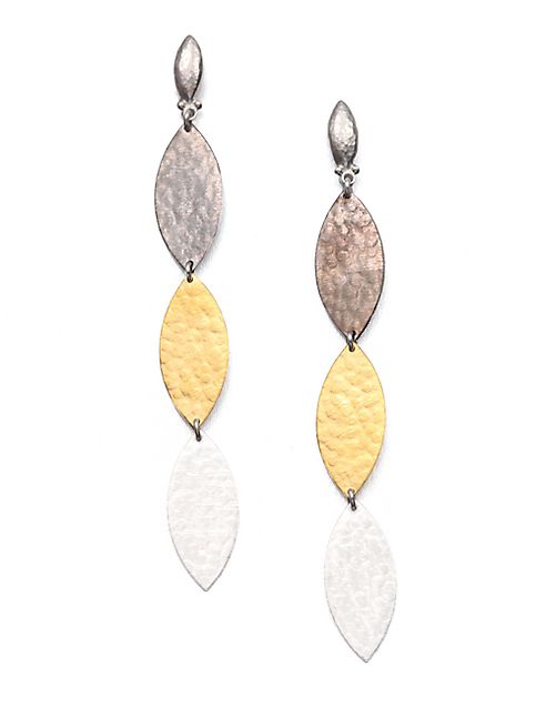 GURHAN - Willow 24K Yellow Gold & Sterling Silver Leaf Triple Drop Earrings