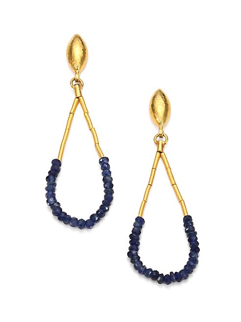 GURHAN - Rain Sapphire & 24K Yellow Gold Drop Earrings