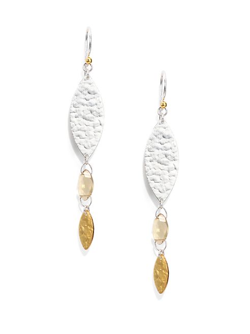 GURHAN - Willow Champagne Quartz, 24K Yellow Gold & Sterling Silver Bloom Drop Earrings