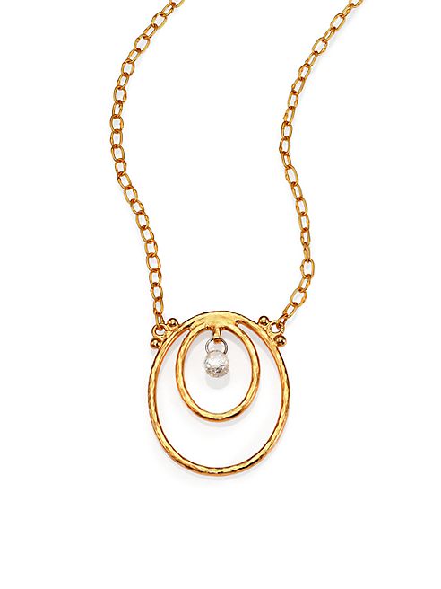 GURHAN - Hoopla Diamond & 24K Yellow Gold Pendant Necklace