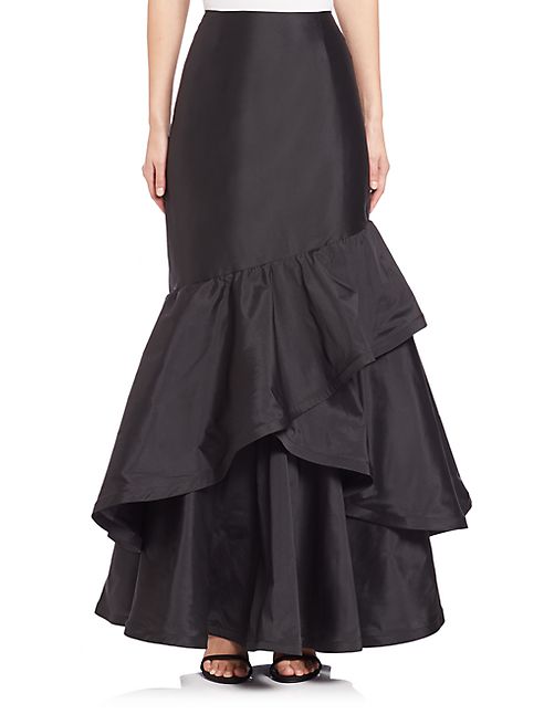 Teri Jon by Rickie Freeman - Long Ruffle Taffeta Skirt