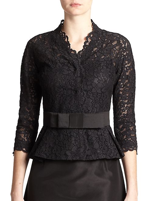 Teri Jon by Rickie Freeman - Belted Lace Jacket