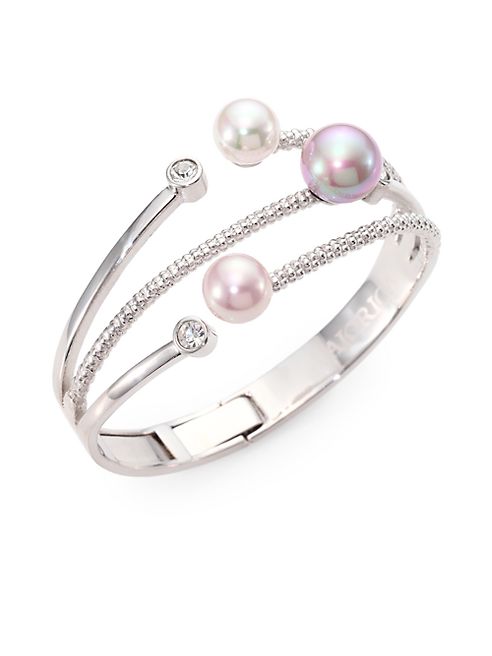 Majorica - 10MM-12MM Multicolor Round Pearl Bangle Bracelet