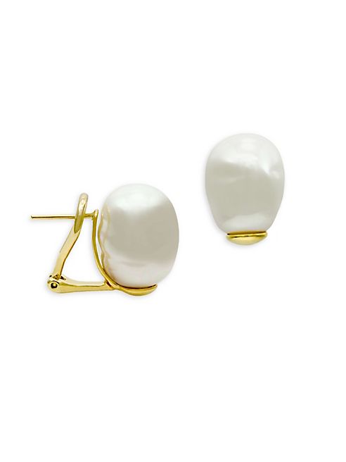 Majorica - 14MM White Baroque Pearl Stud Earrings