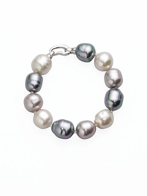 Majorica - 14MM Multicolor Baroque Pearl & Sterling Silver Strand Bracelet