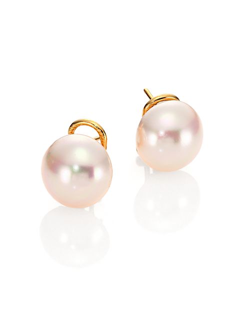 Majorica - 14MM White Mabe Pearl Stud Earrings