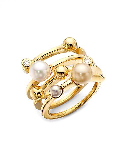 Majorica - 4MM Multicolor Round Pearl Endless Wrap Ring