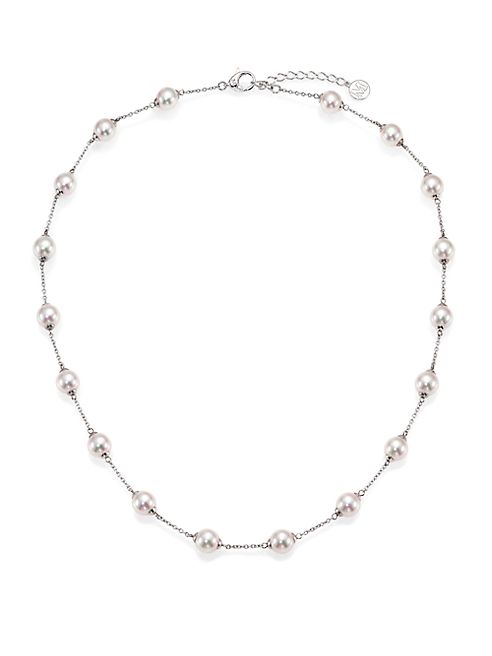 Majorica - 8MM White Pearl & Sterling Silver Station Necklace