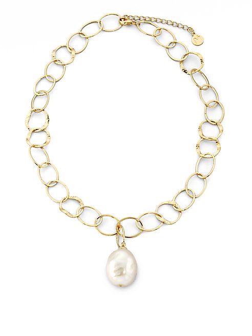 Majorica - 22MM White Baroque Pearl Mixed-Link Pendant Necklace