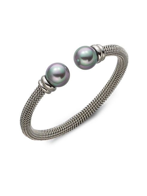 Majorica - 12MM Grey Round Pearl Tipped Bracelet