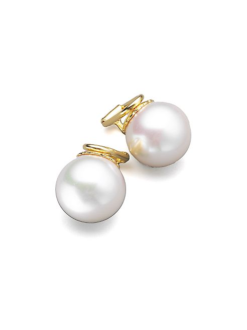 Majorica - 14MM White Organic Pearl Clip-On Earrings