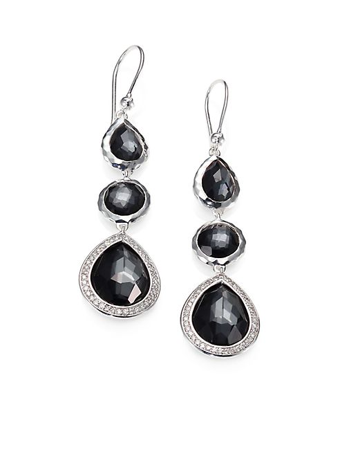 IPPOLITA - Hematite, Diamond & Sterling Silver Triple Drop Earrings