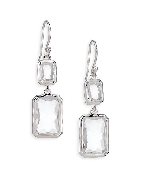 IPPOLITA - Rock Candy Clear Quartz & Sterling Silver Snowman Rectangle Drop Earrings