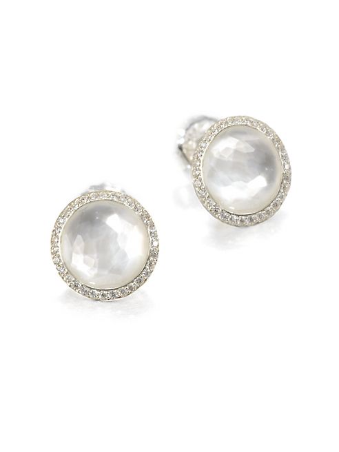 IPPOLITA - Stella Mother-Of-Pearl, Clear Quartz, Diamond & Sterling Silver Doublet Stud Earrings