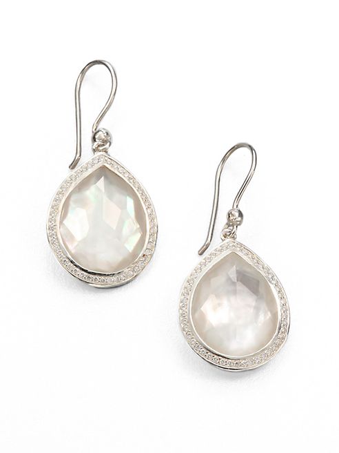 IPPOLITA - Mother-Of-Pearl Doublet, Diamond & Sterling Silver Drop Earrings