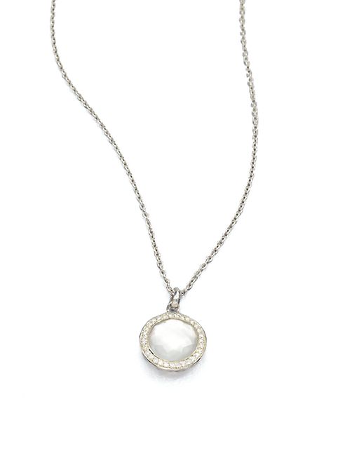 IPPOLITA - Stella Mother-Of-Pearl, Clear Quartz, Diamond & Sterling Silver Lollipop Doublet Pendant Necklace