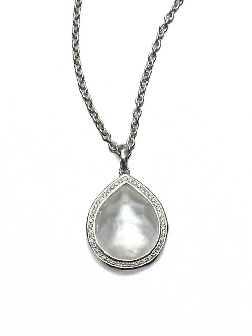 IPPOLITA - Stella Mother-Of-Pearl, Clear Quartz, Diamond & Sterling Silver Teardrop Doublet Pendant Necklace