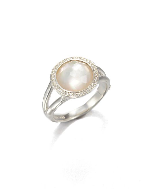 IPPOLITA - Stella Mother-Of-Pearl, Clear Quartz, Diamond & Sterling Silver Mini Lollipop Ring