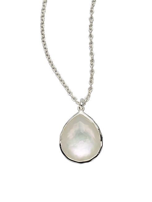 IPPOLITA - Wonderland Mother-Of-Pearl, Clear Quartz & Sterling Silver Mini Teadrop Doublet Pendant Necklace