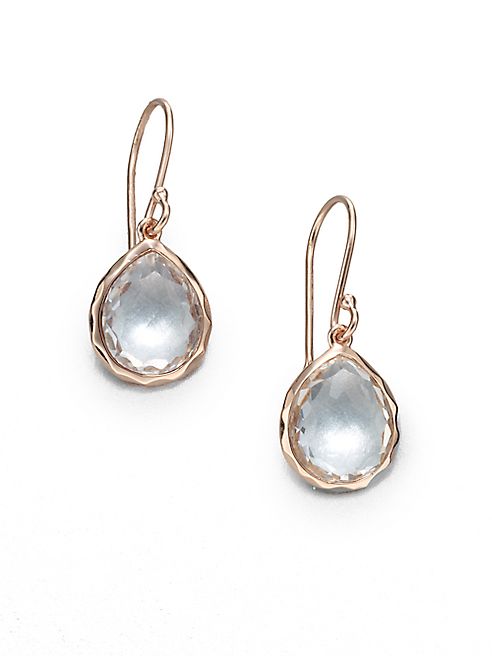 IPPOLITA - Rosé Rock Candy Clear Quartz Teeny Teardrop Earrings