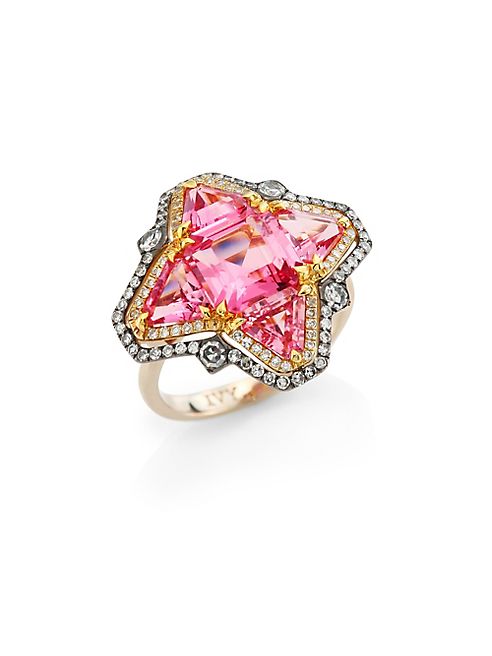 Ivy - Diamond & Pink Spinel Quatrefoil Ring