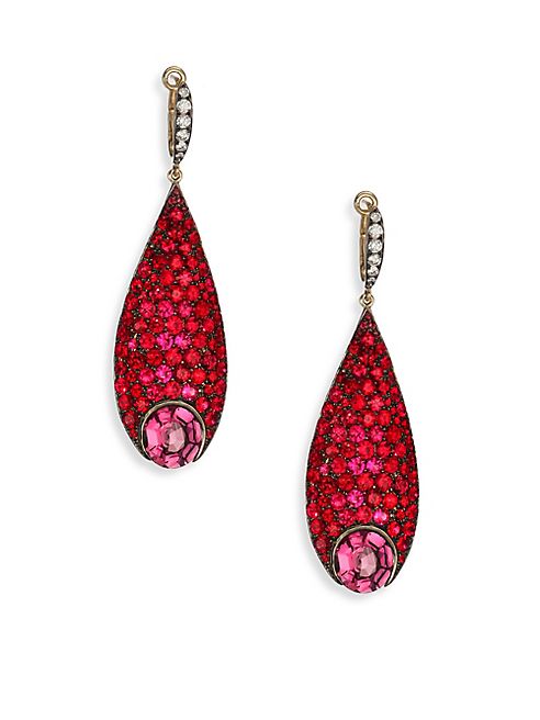 Ivy - Diamond & Two-Tone Spinel Teardrop Earrings