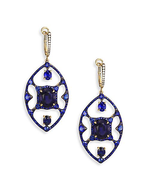 Ivy - Diamond & Blue Sapphire Drop Earrings