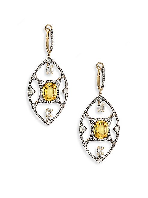 Ivy - Diamond, Yellow Sapphire & Spinel Drop Earrings