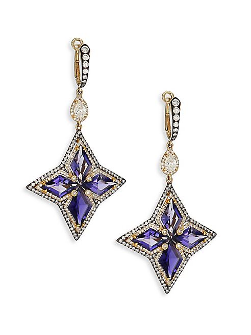 Ivy - Diamond & Iolite Drop Earrings