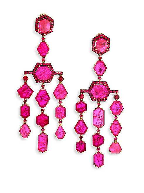 Ivy - Ruby & 18K Yellow Gold Chandelier Earrings