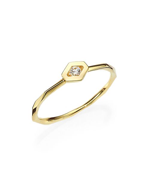 Ron Hami - Rain Diamond & 18K Yellow Gold Hexagon Boutique Ring