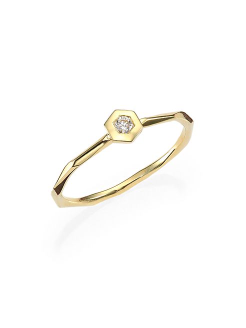 Ron Hami - Rain Diamond & 18K Yellow Gold Hexagon Boutique Ring