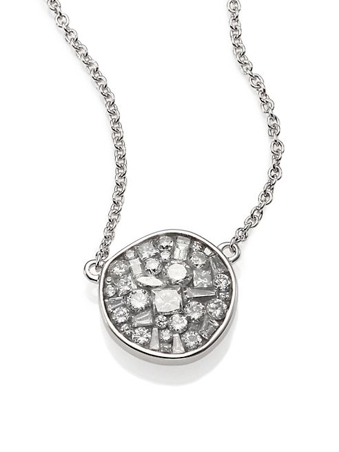 Plevé - Ice Diamond & 18K White Gold Pebble Pendant Necklace