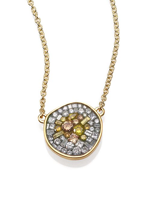 Plevé - Sunburst Diamond & 18K Yellow Gold Pebble Pendant Necklace