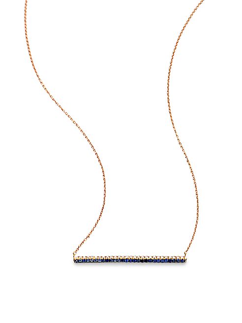 Diane Kordas - Diamond, Sapphire & 18K Rose Gold Bar Necklace