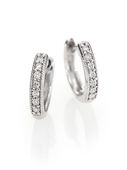 Jude Frances - Classic Diamond & 18K White Gold Huggie Hoop Earrings/0.5