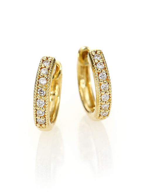 Jude Frances - Classic Diamond & 18K Yellow Gold Huggie Hoop Earrings/0.5