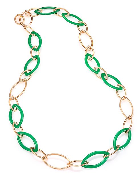 Vhernier - Pop Chrysoprase & 18K Rose Gold Marquis Chain Necklace