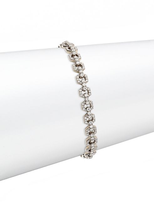 Fred Leighton - Hexagonal Link Diamond & 18K White Gold Bracelet