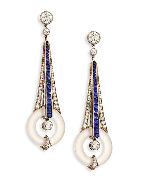 Fred Leighton - Diamond, Sapphire & Rock Crystal Drop Earrings