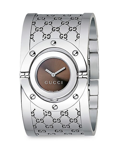 Gucci - Twirl Stainless Steel Monogram Bangle Bracelet Watch