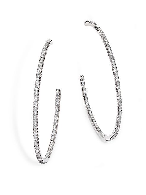 De Beers - Classic Diamond & 18K White Gold Inside-Outside Hoop Earrings/2